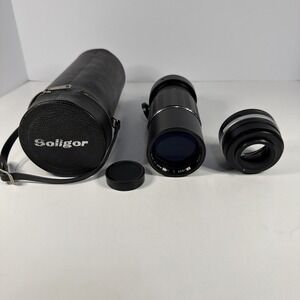 Soligor Auto 300mm f/5.5 Telephoto Lens M42 w/ Adapter & Leather Case